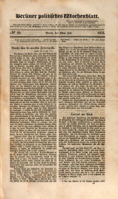 Berliner politisches Wochenblatt Samstag 19. Juli 1834