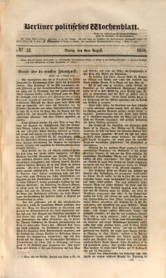 Berliner politisches Wochenblatt Samstag 9. August 1834