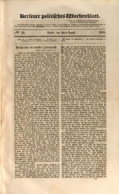 Berliner politisches Wochenblatt Samstag 23. August 1834