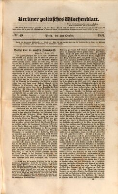 Berliner politisches Wochenblatt Samstag 4. Oktober 1834