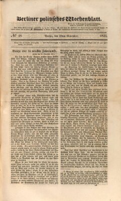 Berliner politisches Wochenblatt Samstag 29. November 1834