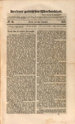 Berliner politisches Wochenblatt Samstag 6. Dezember 1834