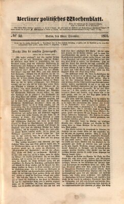 Berliner politisches Wochenblatt Donnerstag 25. Dezember 1834