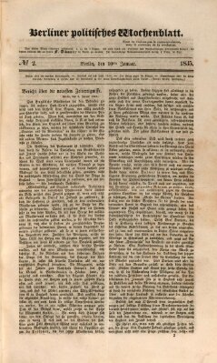 Berliner politisches Wochenblatt Samstag 10. Januar 1835