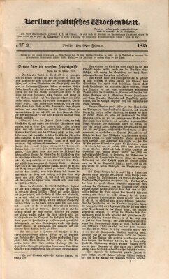 Berliner politisches Wochenblatt Samstag 28. Februar 1835