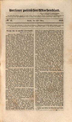 Berliner politisches Wochenblatt Samstag 21. März 1835