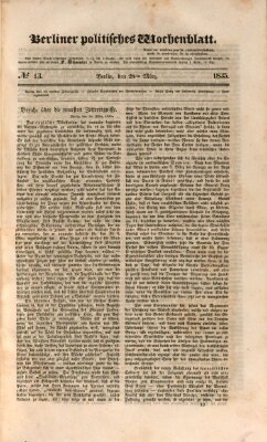 Berliner politisches Wochenblatt Samstag 28. März 1835