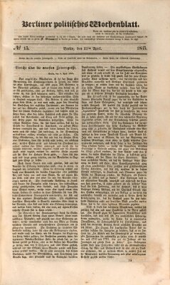 Berliner politisches Wochenblatt Samstag 11. April 1835