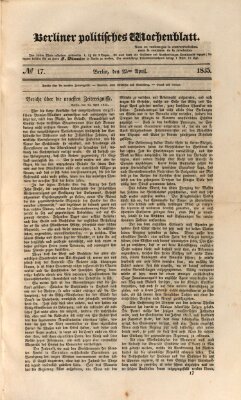 Berliner politisches Wochenblatt Samstag 25. April 1835