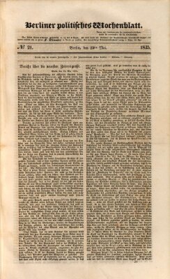 Berliner politisches Wochenblatt Samstag 23. Mai 1835
