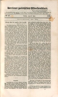 Berliner politisches Wochenblatt Samstag 4. Juli 1835