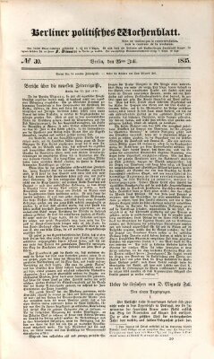 Berliner politisches Wochenblatt Samstag 25. Juli 1835