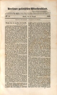 Berliner politisches Wochenblatt Samstag 1. August 1835