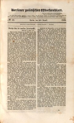 Berliner politisches Wochenblatt Samstag 15. August 1835