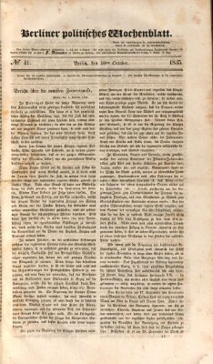 Berliner politisches Wochenblatt Samstag 10. Oktober 1835