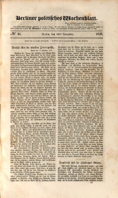 Berliner politisches Wochenblatt Samstag 14. November 1835