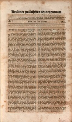 Berliner politisches Wochenblatt Samstag 19. Dezember 1835