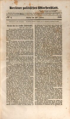 Berliner politisches Wochenblatt Samstag 23. Januar 1836