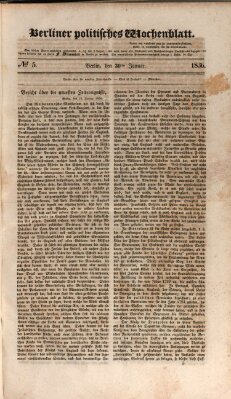 Berliner politisches Wochenblatt Samstag 30. Januar 1836