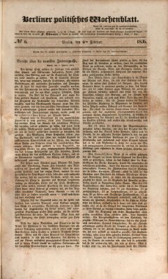 Berliner politisches Wochenblatt Samstag 6. Februar 1836