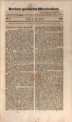 Berliner politisches Wochenblatt Samstag 20. Februar 1836