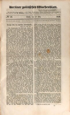 Berliner politisches Wochenblatt Samstag 7. Mai 1836