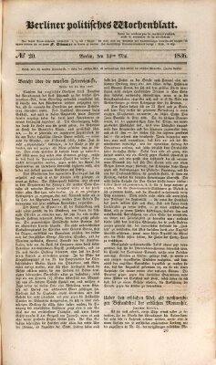 Berliner politisches Wochenblatt Samstag 14. Mai 1836