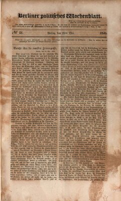 Berliner politisches Wochenblatt Samstag 21. Mai 1836