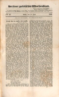 Berliner politisches Wochenblatt Samstag 4. Juni 1836