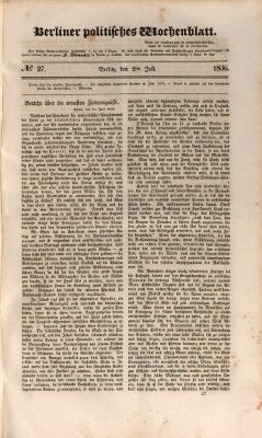 Berliner politisches Wochenblatt Samstag 2. Juli 1836