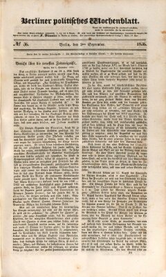 Berliner politisches Wochenblatt Samstag 3. September 1836