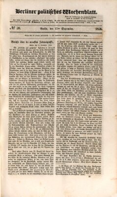 Berliner politisches Wochenblatt Samstag 17. September 1836