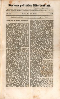 Berliner politisches Wochenblatt Samstag 1. Oktober 1836