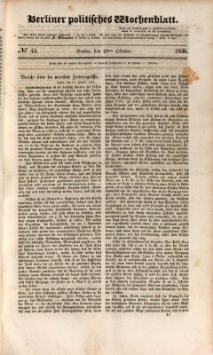 Berliner politisches Wochenblatt Samstag 29. Oktober 1836