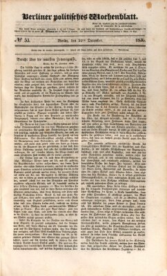 Berliner politisches Wochenblatt Samstag 31. Dezember 1836