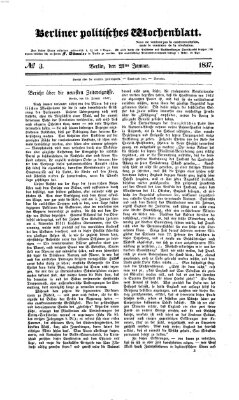 Berliner politisches Wochenblatt Samstag 21. Januar 1837