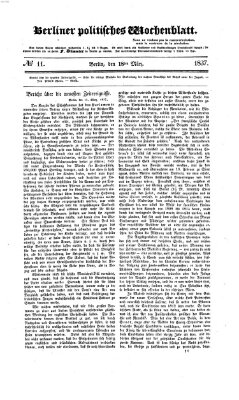 Berliner politisches Wochenblatt Samstag 18. März 1837