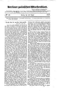 Berliner politisches Wochenblatt Samstag 15. April 1837