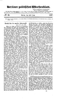 Berliner politisches Wochenblatt Samstag 24. Juni 1837