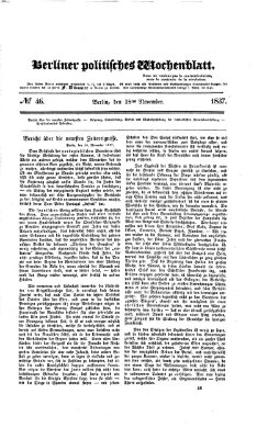 Berliner politisches Wochenblatt Samstag 18. November 1837