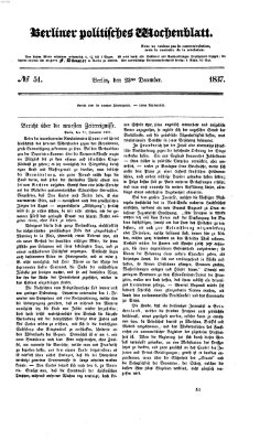 Berliner politisches Wochenblatt Samstag 23. Dezember 1837