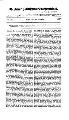 Berliner politisches Wochenblatt Saturday 30. December 1837