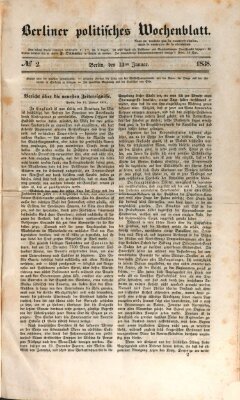 Berliner politisches Wochenblatt Samstag 13. Januar 1838