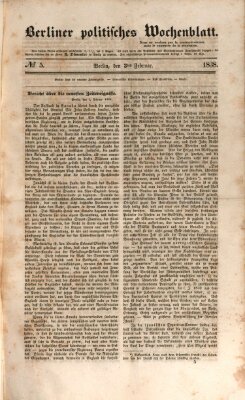 Berliner politisches Wochenblatt Samstag 3. Februar 1838