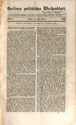 Berliner politisches Wochenblatt Samstag 10. Februar 1838