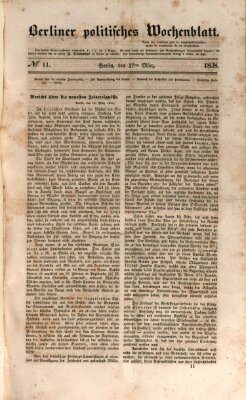 Berliner politisches Wochenblatt Samstag 17. März 1838