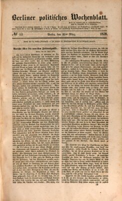 Berliner politisches Wochenblatt Samstag 31. März 1838