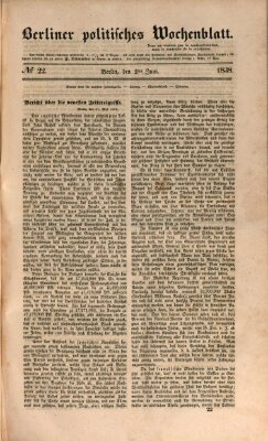 Berliner politisches Wochenblatt Samstag 2. Juni 1838