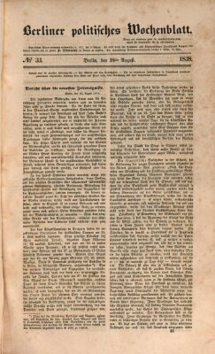 Berliner politisches Wochenblatt Samstag 18. August 1838