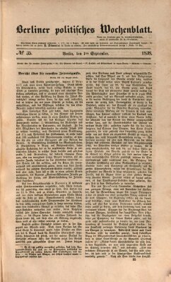 Berliner politisches Wochenblatt Samstag 1. September 1838